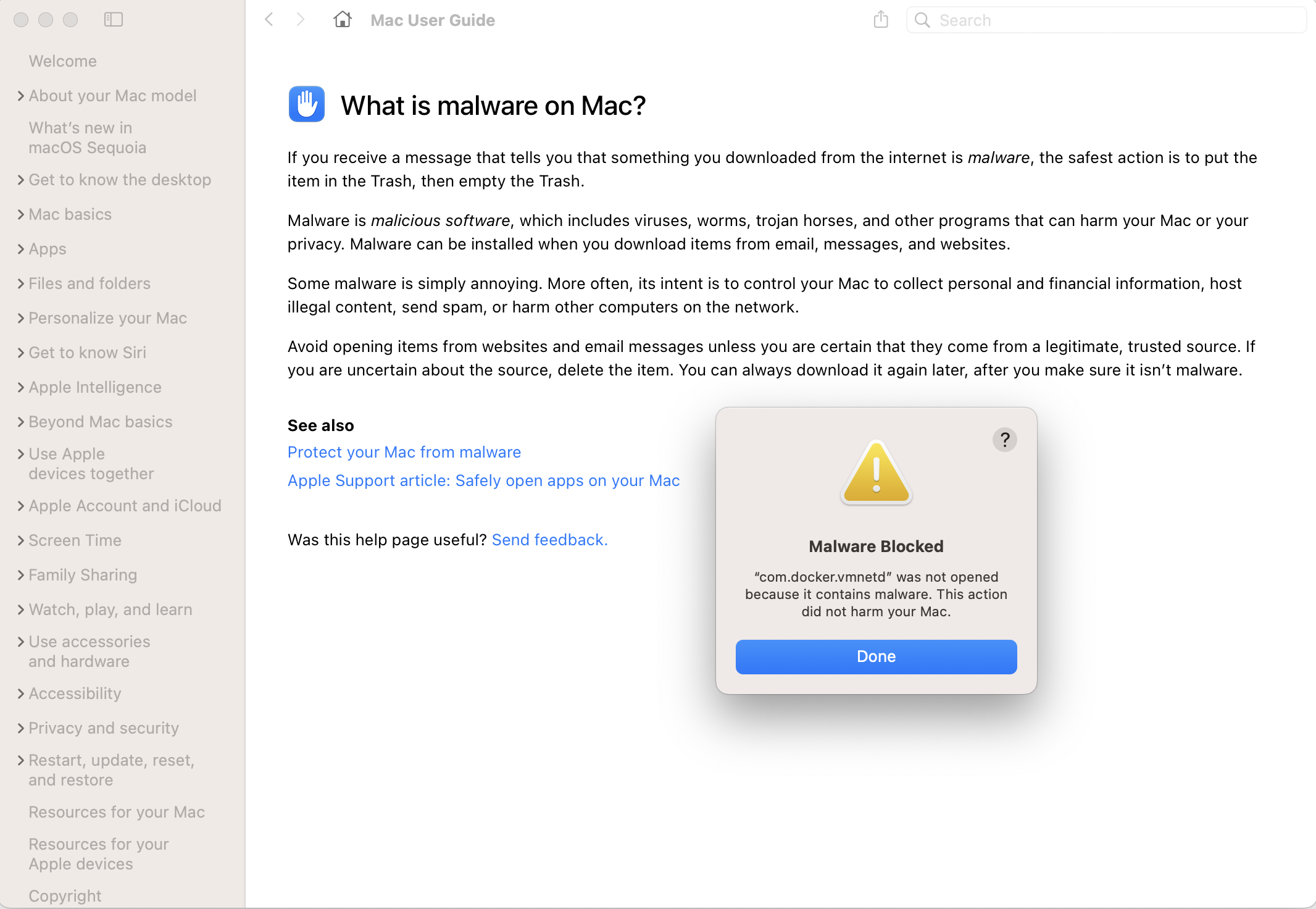 apple mac violently claims docker desktop is malware, this is why we cannot have nice things...