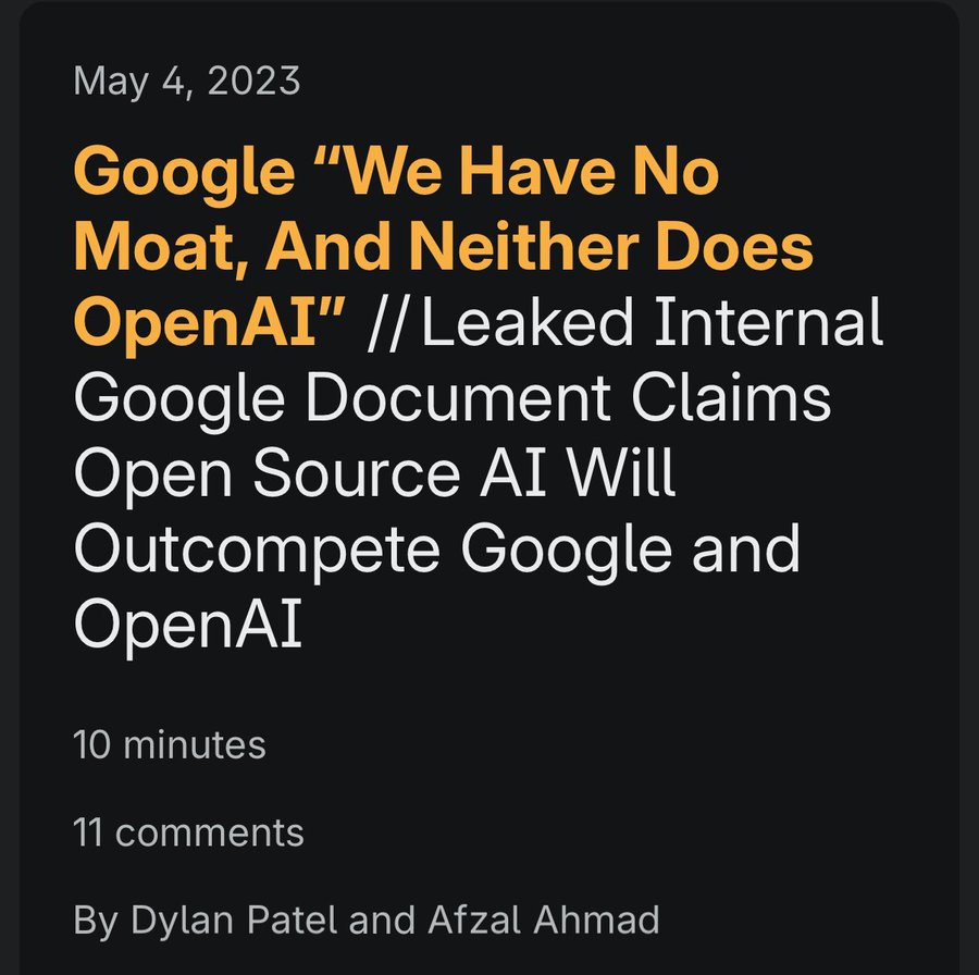 Google & OpenAI no moat open source